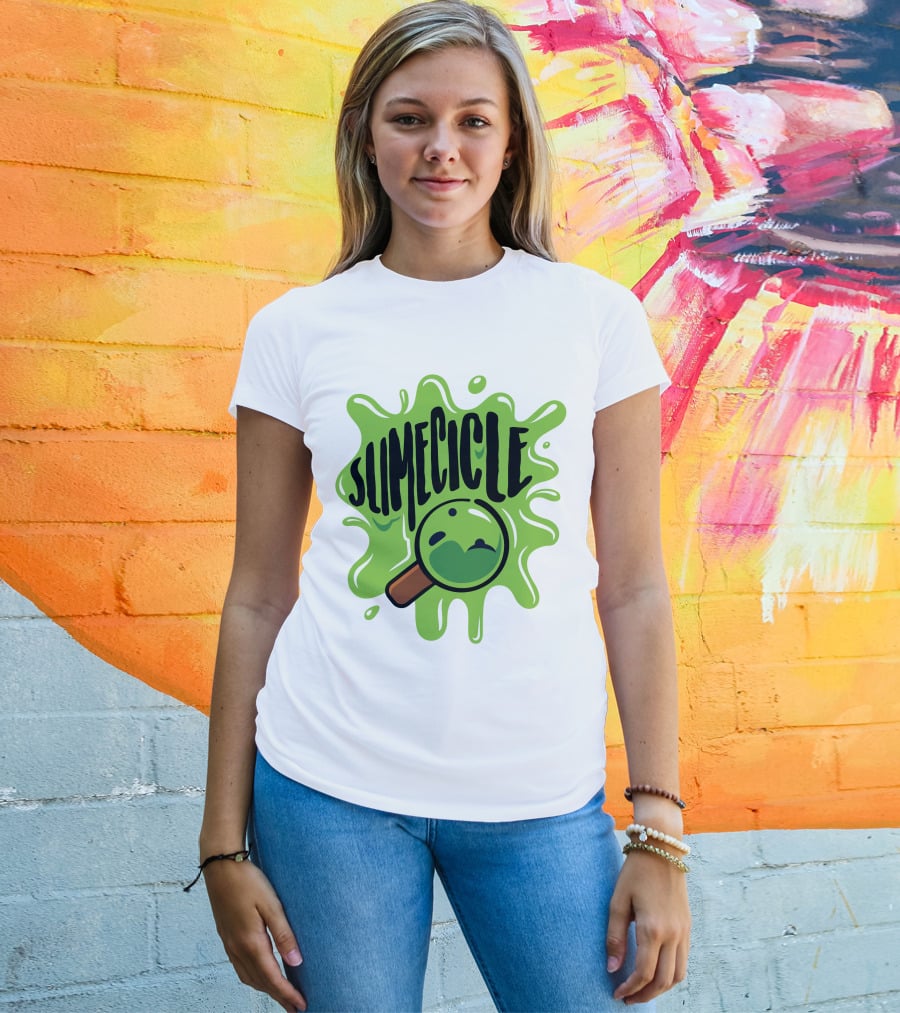 Slimecicle Green Splat Magnifying Glass T-Shirt