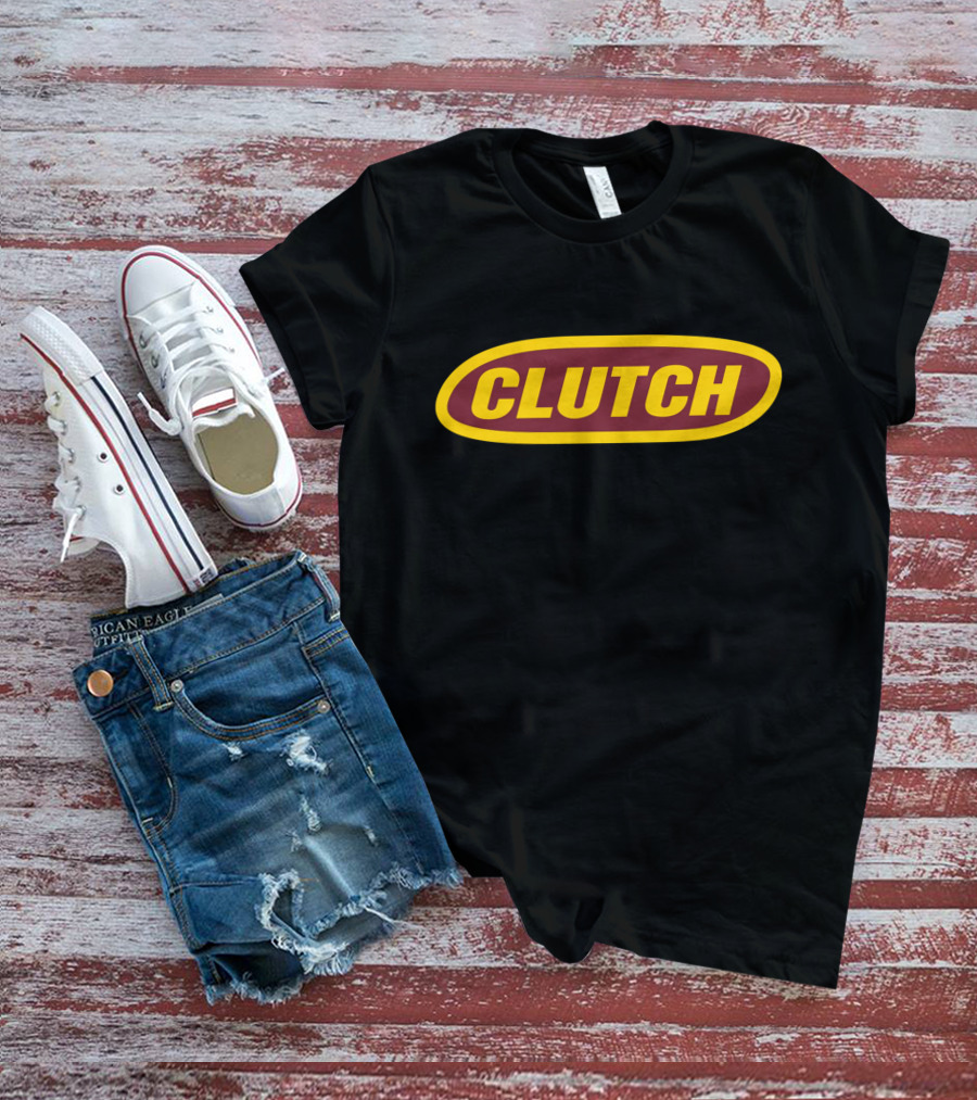 Shop Clutch Merch Store Clutch Logo Design Bold Oval Emblem T-Shirt