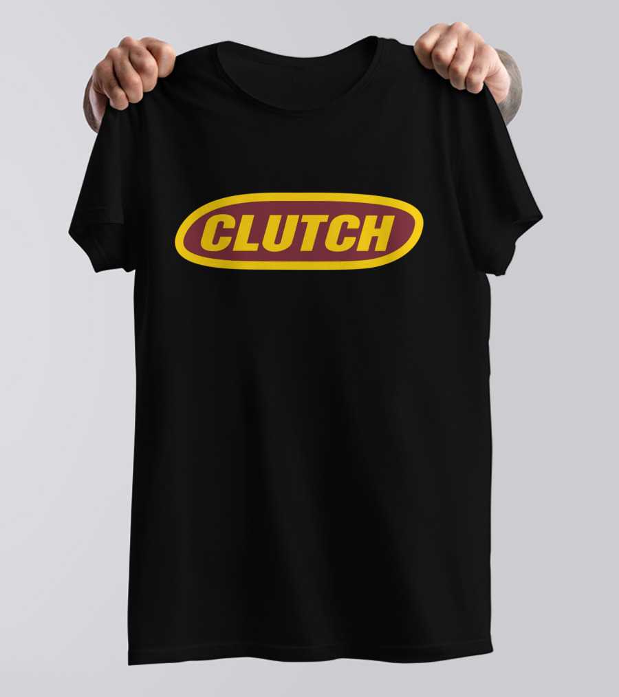 Shop Clutch Merch Store Clutch Logo Design Bold Oval Emblem T-Shirt