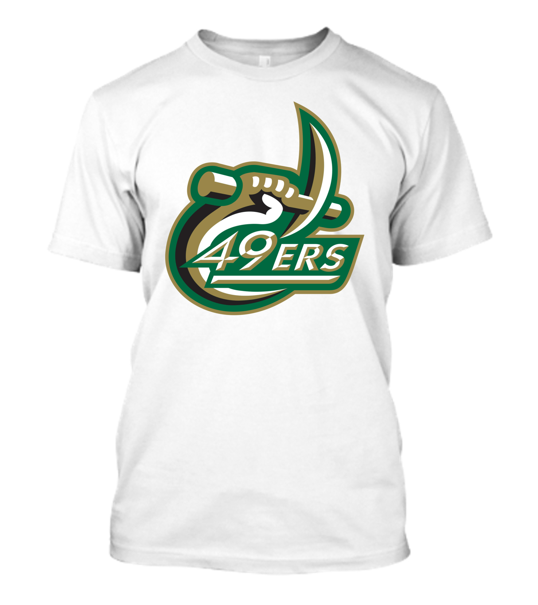 Charlotte 49ers Logo Green Gold Pickaxe Emblem T-Shirt