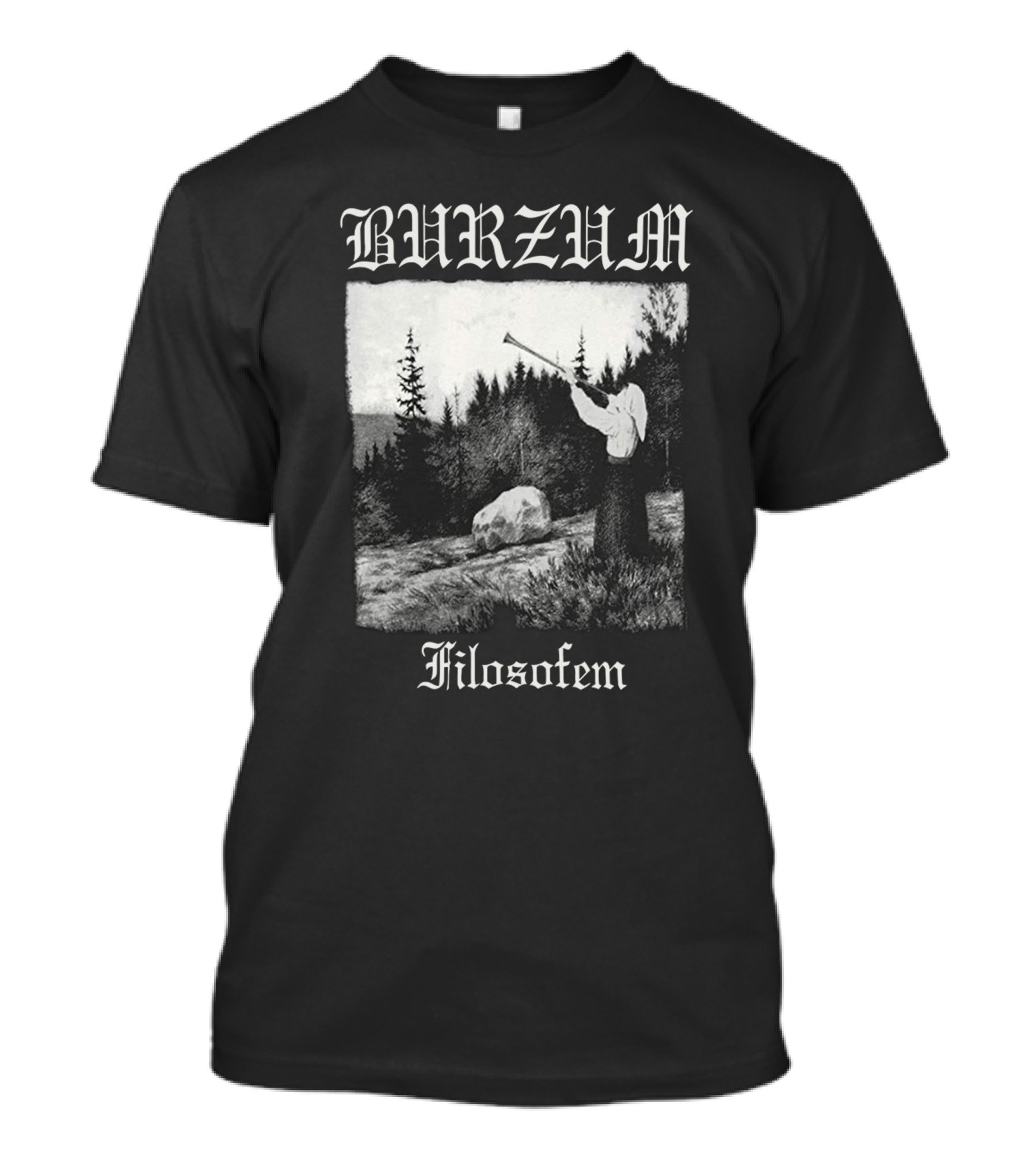 Burzum Filosofem Forest Scene With Figure Playing Horn T-Shirt
