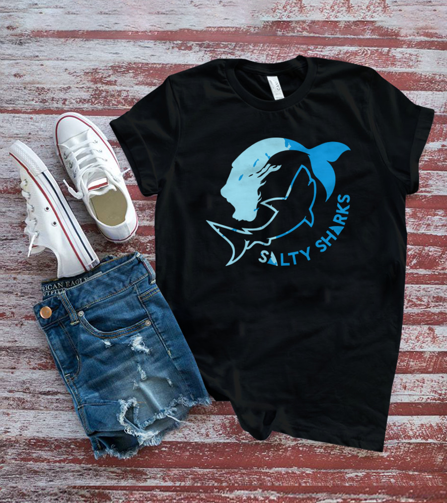 Salty Sharks Logo Blue Ocean Theme Salty Sharks T-Shirt