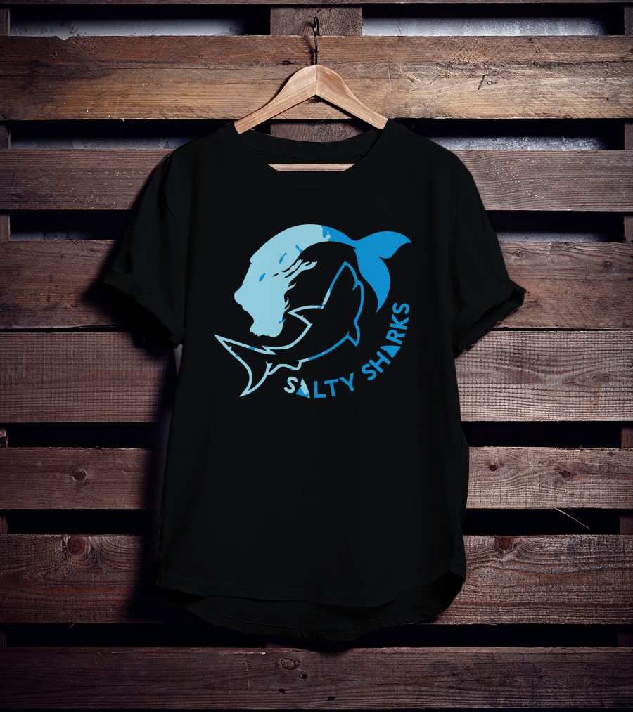 Salty Sharks Logo Blue Ocean Theme Salty Sharks T-Shirt