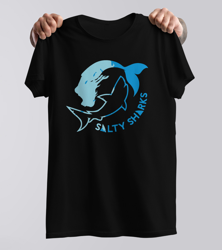Salty Sharks Logo Blue Ocean Theme Salty Sharks T-Shirt
