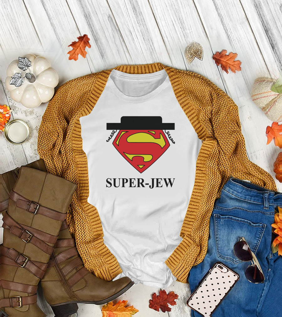 Super-Jew Superman Logo Black Hat Peyos Mixture T-Shirt