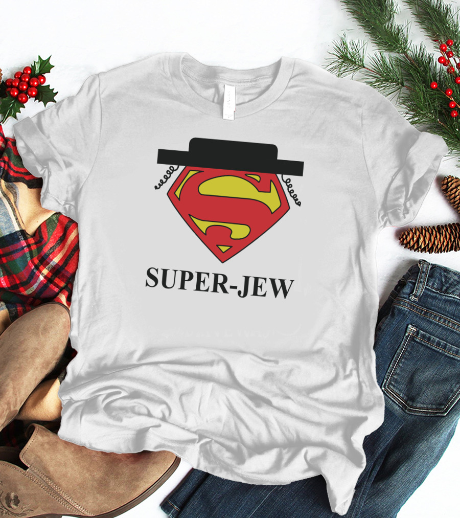 Super-Jew Superman Logo Black Hat Peyos Mixture T-Shirt