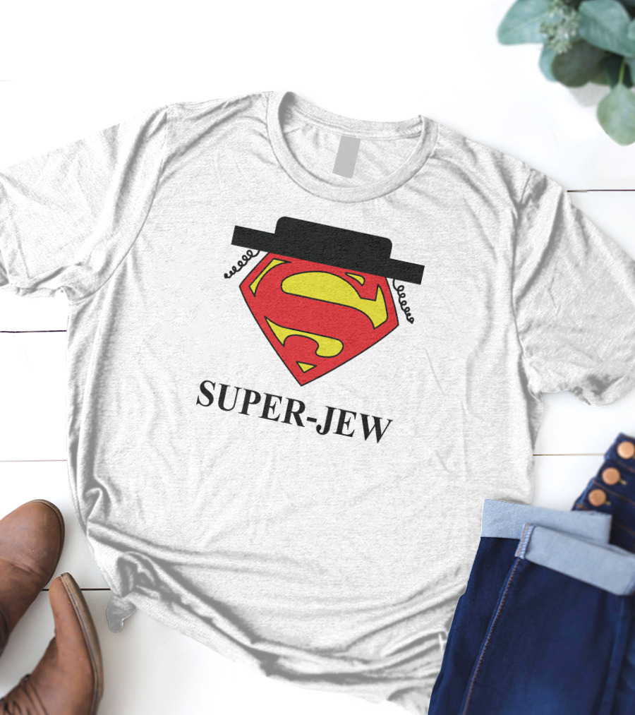 Super-Jew Superman Logo Black Hat Peyos Mixture T-Shirt