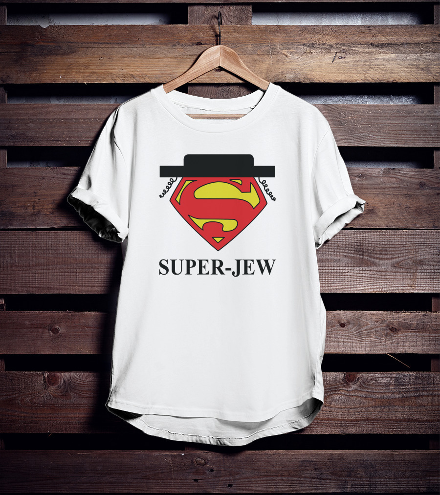 Super-Jew Superman Logo Black Hat Peyos Mixture T-Shirt