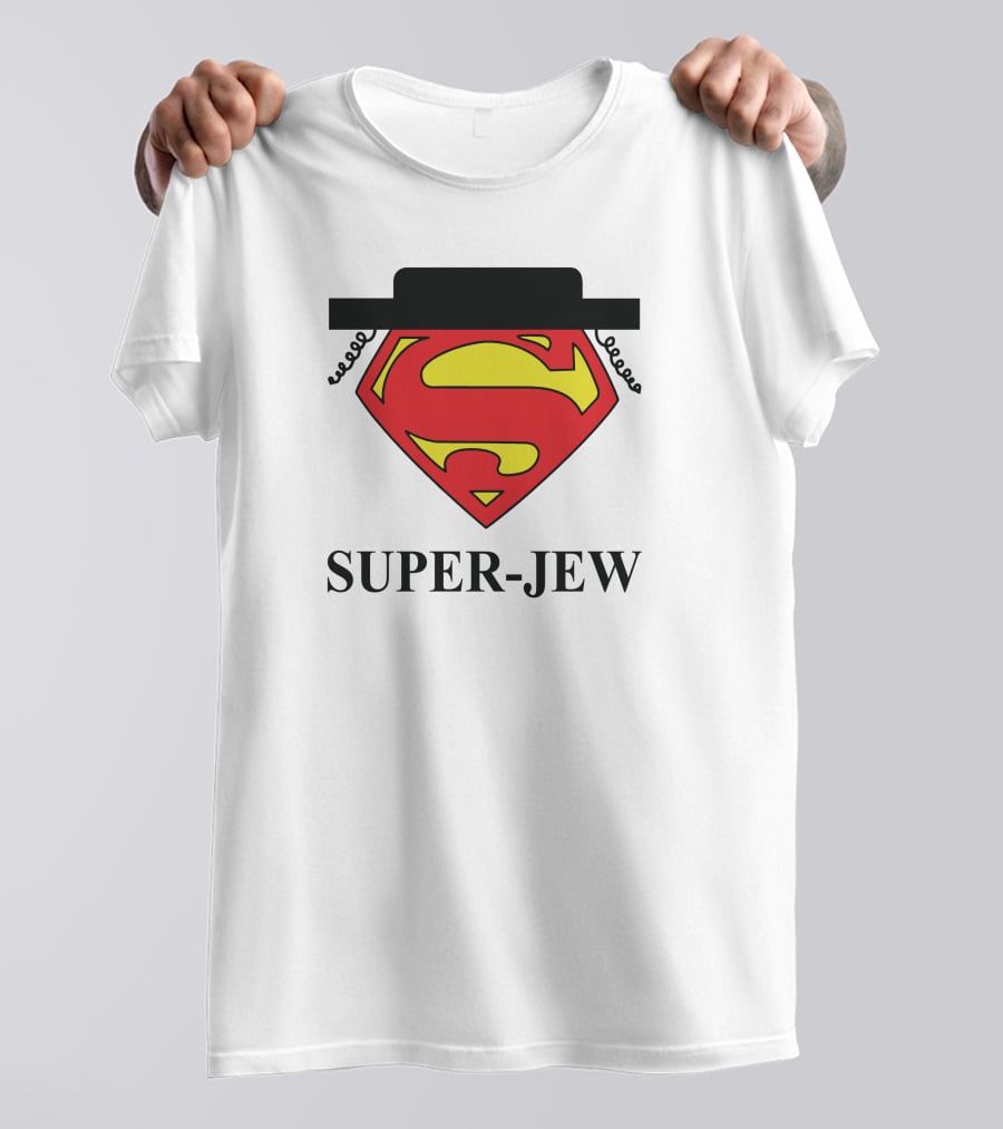Super-Jew Superman Logo Black Hat Peyos Mixture T-Shirt