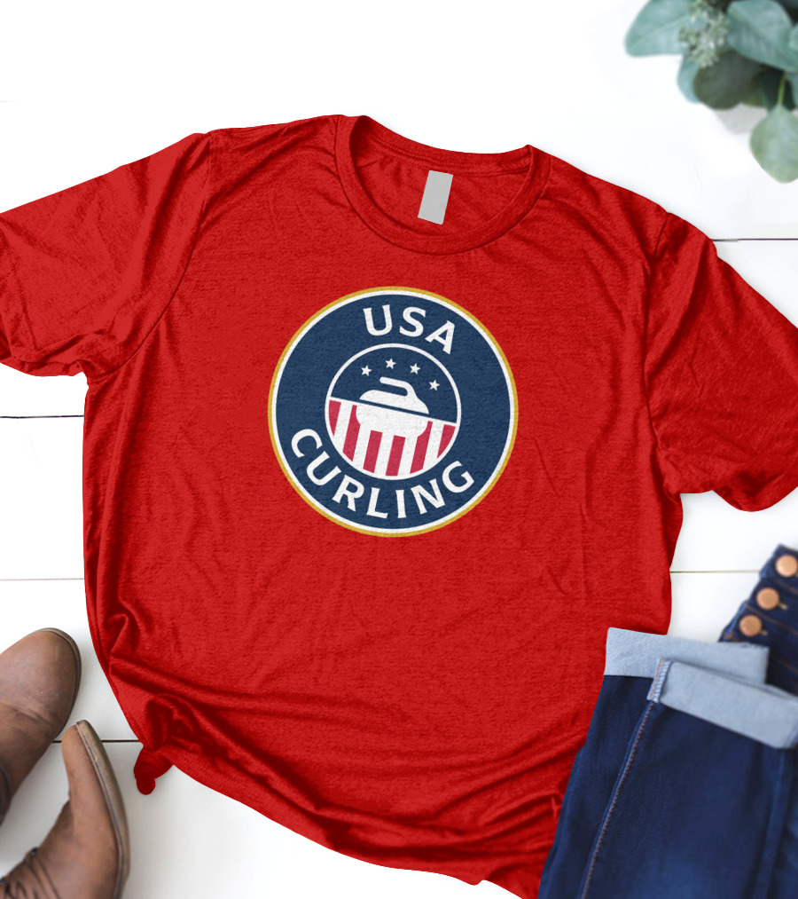 USA Curling Team Peterson Red Emblem T-Shirt