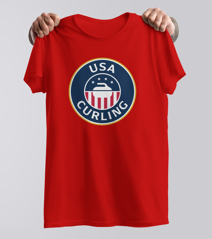USA Curling Team Peterson Red Emblem T-Shirt