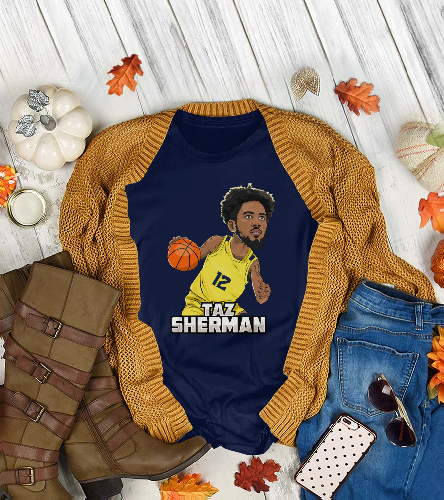 Taz Sherman Basketball Illustration 12 Lakers Jersey Players Trunk Collaboration T-Shirt