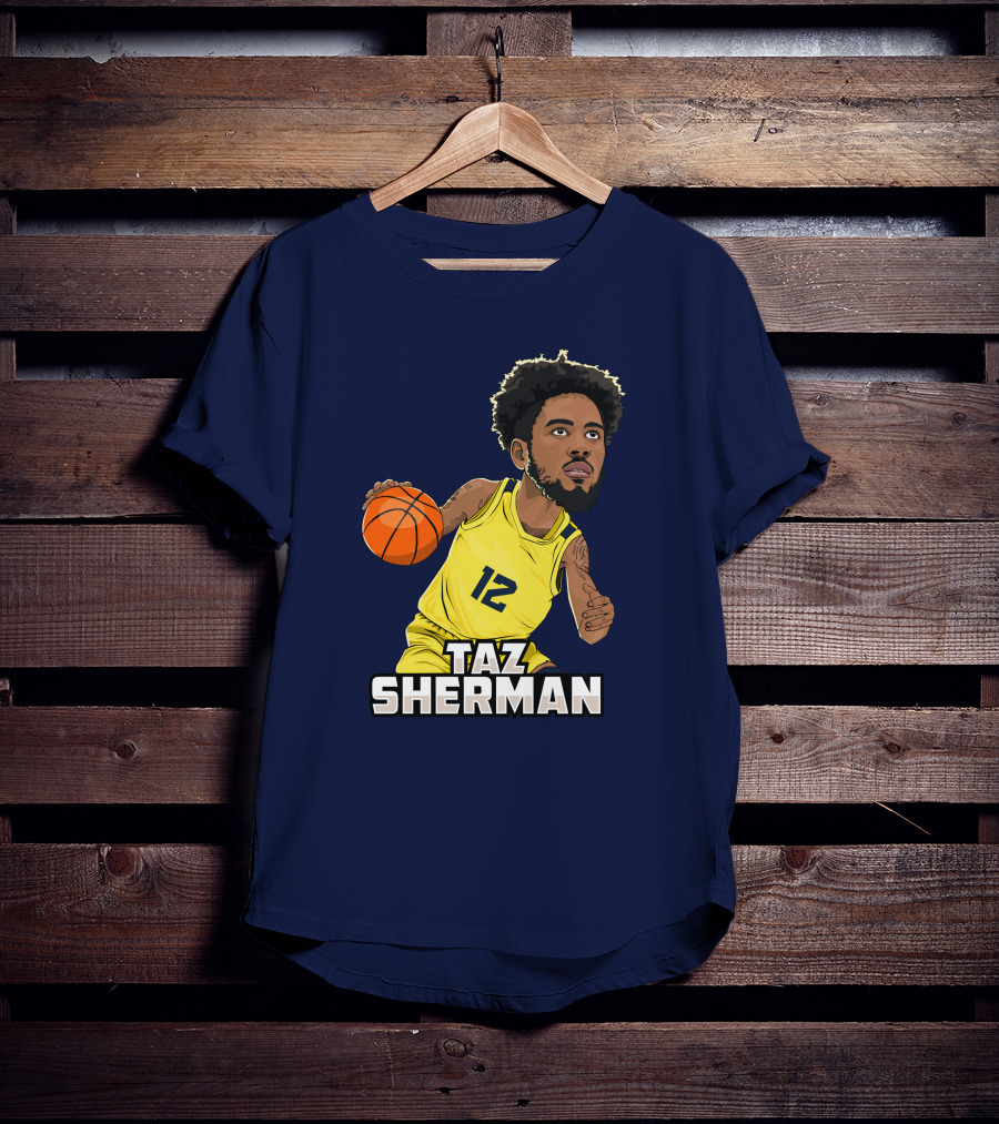 Taz Sherman Basketball Illustration 12 Lakers Jersey Players Trunk Collaboration T-Shirt