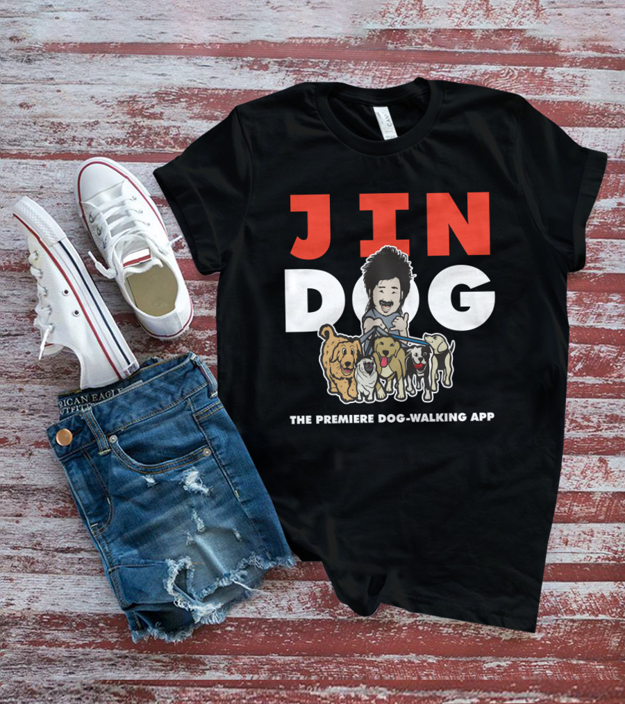 Jindog The Premiere Dog-Walking App Fun Cartoon T-Shirt