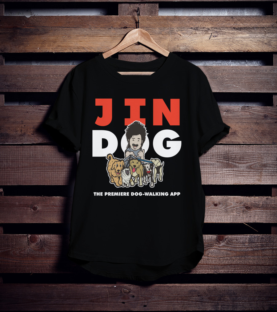 Jindog The Premiere Dog-Walking App Fun Cartoon T-Shirt