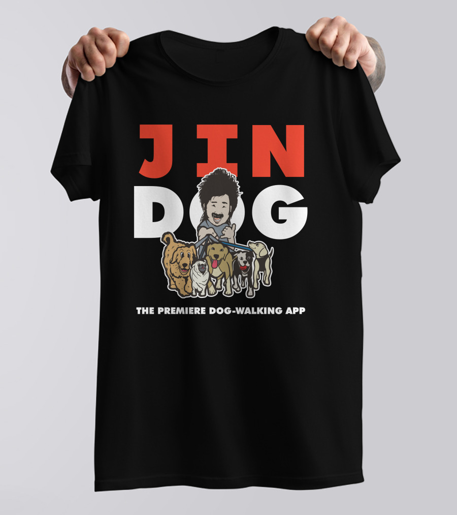 Jindog The Premiere Dog-Walking App Fun Cartoon T-Shirt