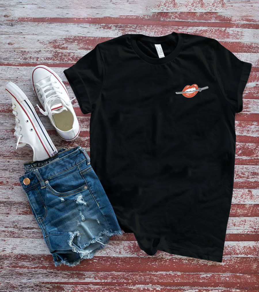 Women And Weapons NFT Merch Lips And Sword T-Shirt