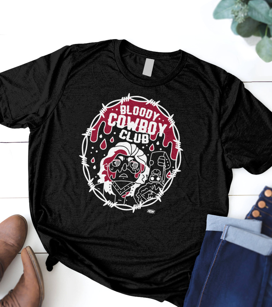 All Elite Wrestling Hangman Adam Page Bloody Cowboy Club AEW Merchandise T-Shirt