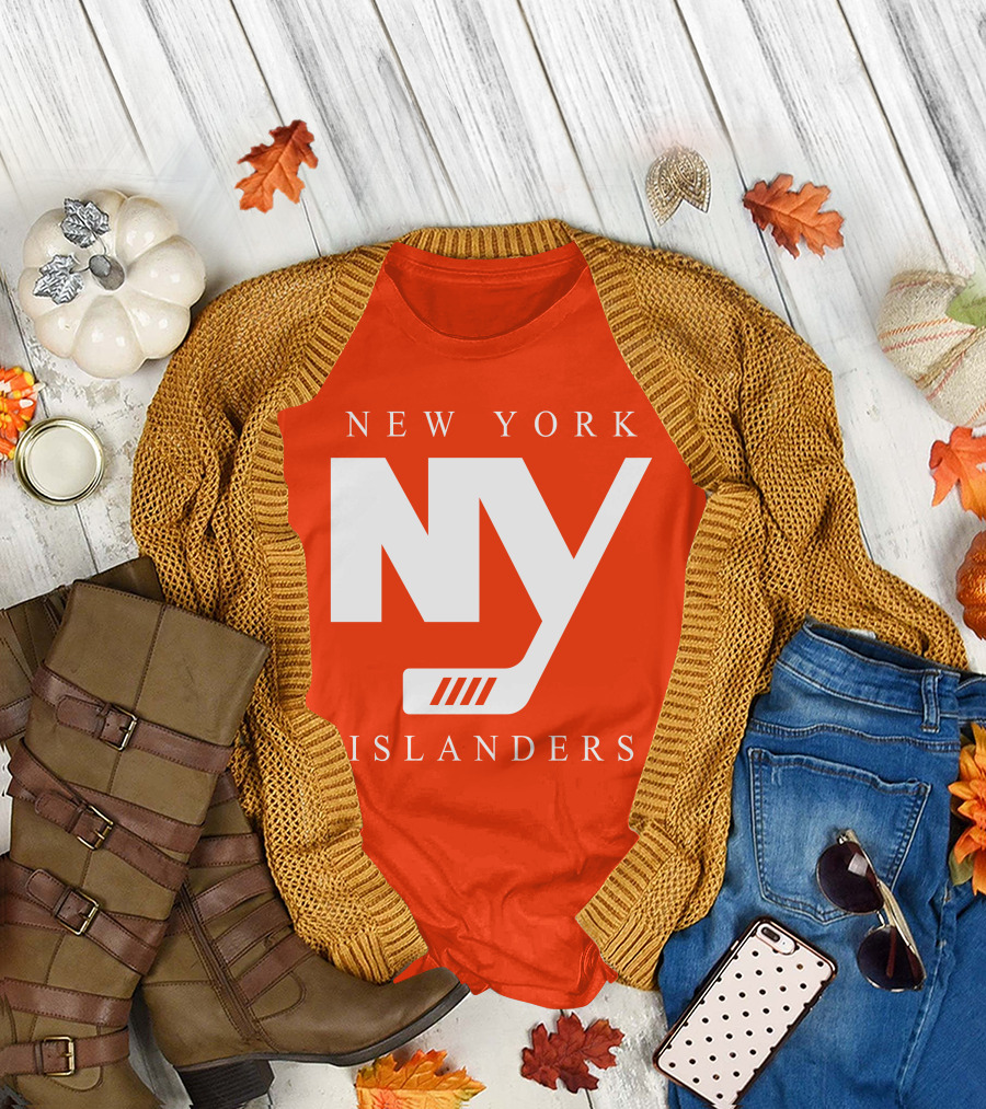 New York Islanders NY Hockey Text Stamp T-Shirt