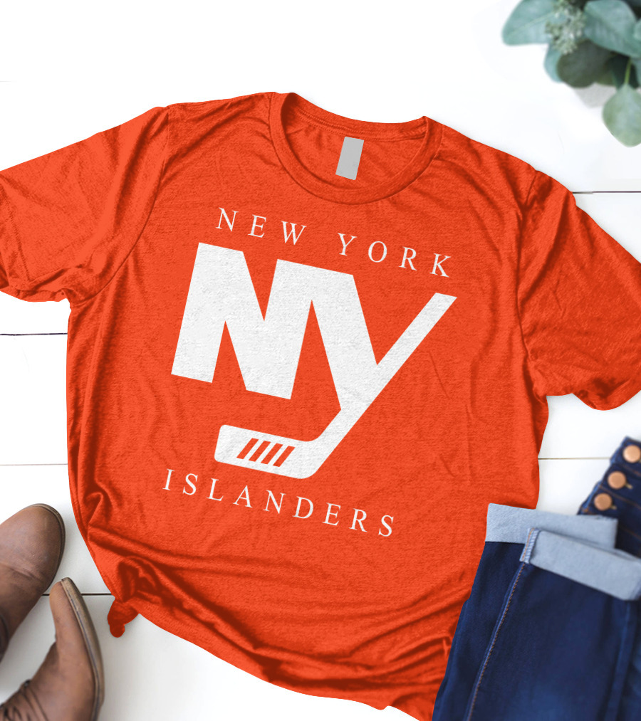 New York Islanders NY Hockey Text Stamp T-Shirt