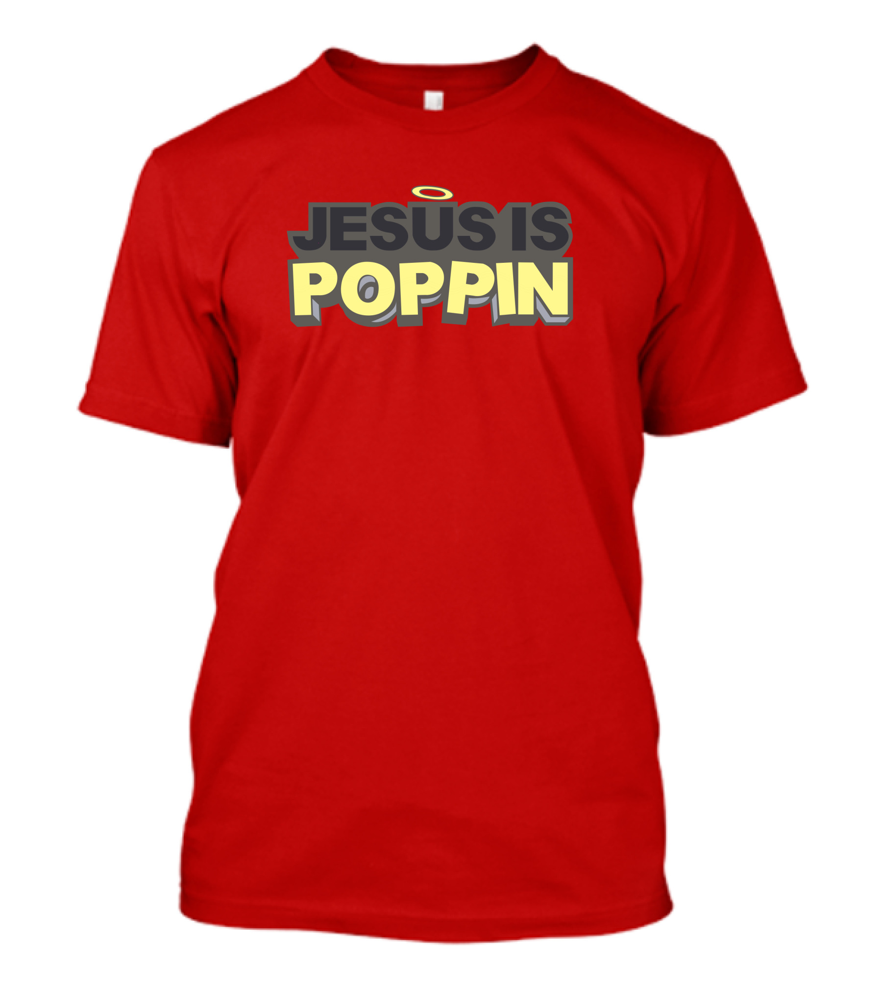 JESUS IS POPPIN Angel Halo Icon On Red T-Shirt