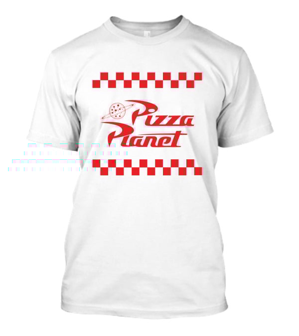 Toy Story Pizza Planet Logo With Red Checkered Border T-Shirt