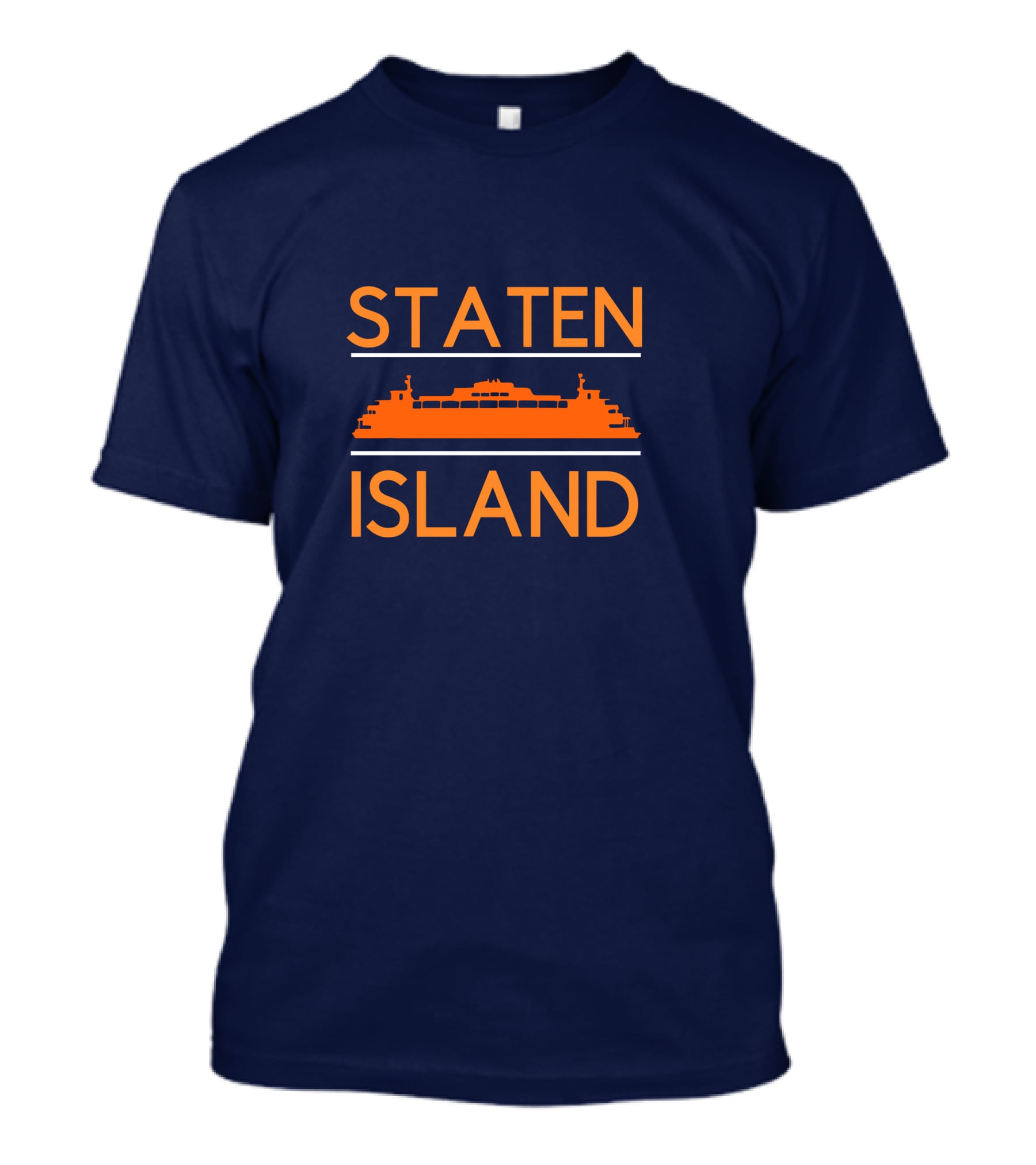 Staten Island Ferry Orange Silhouette Navy Background T-Shirt