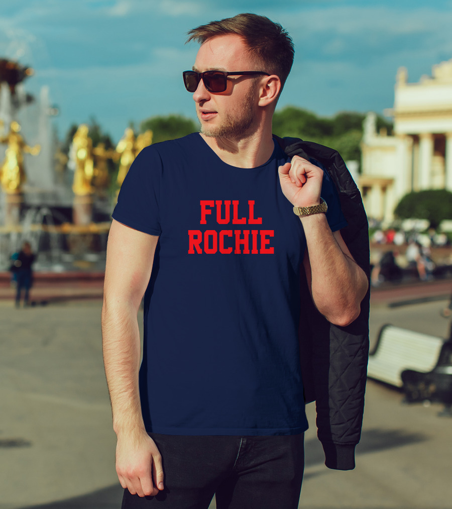 Dan Roche Full Rochie Bold Red Text On Dark Blue T-Shirt