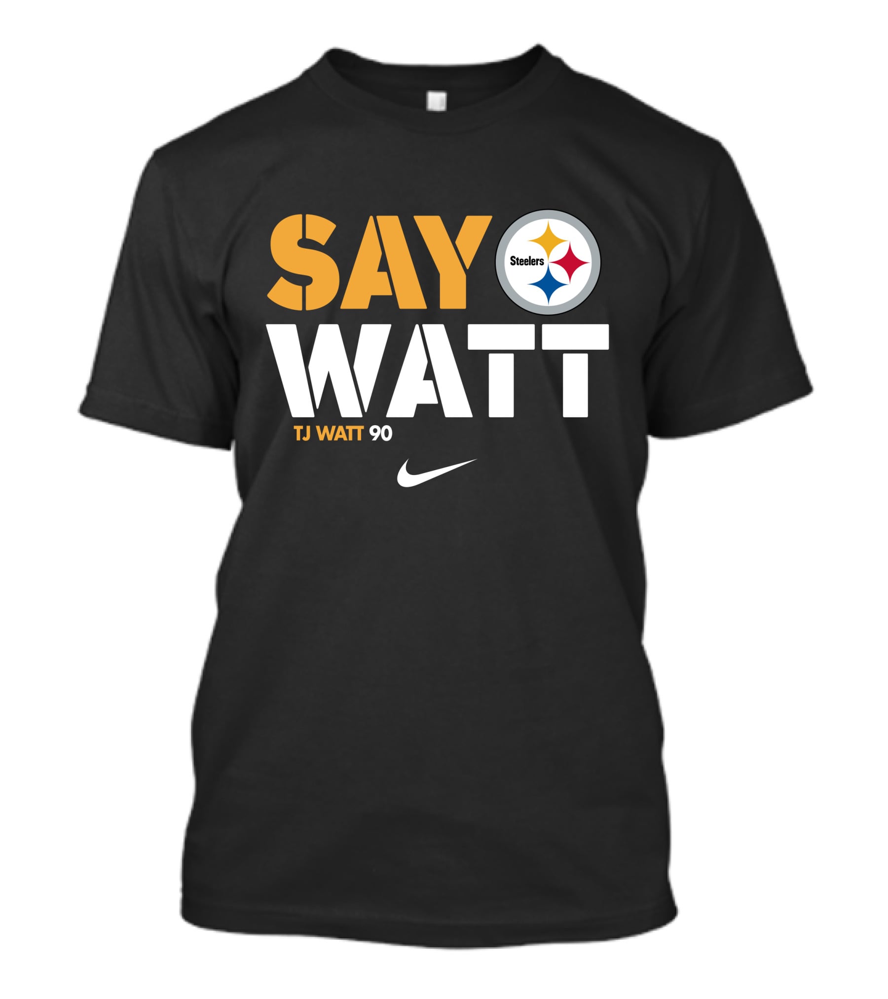 Say Watt Steelers T.J. Watt 90 Steelers Logo T-Shirt