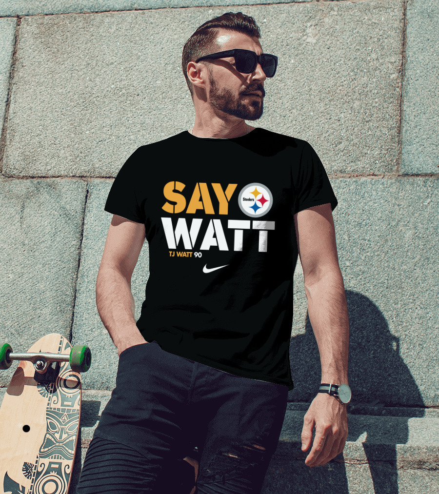 Say Watt Steelers T.J. Watt 90 Steelers Logo T-Shirt