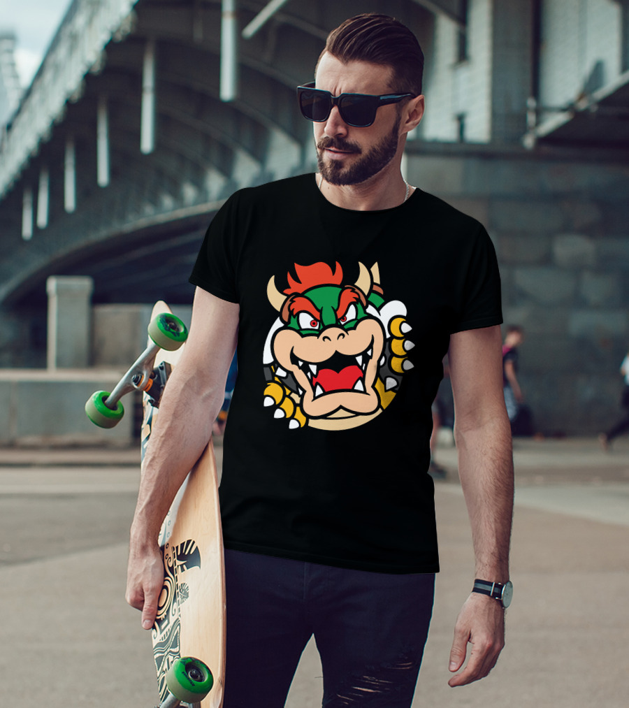 Super Mario Bowser Rows⁷ Ryukdoll Iconic Bowser Face T-Shirt