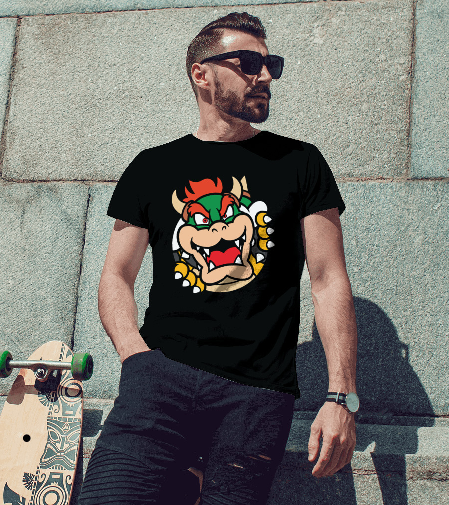 Super Mario Bowser Rows⁷ Ryukdoll Iconic Bowser Face T-Shirt