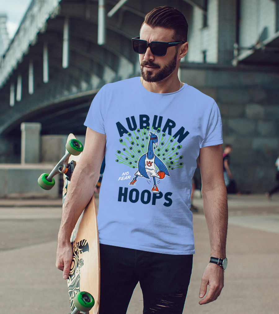 Auburn Hoops Peacock Basketball No Fear T-Shirt