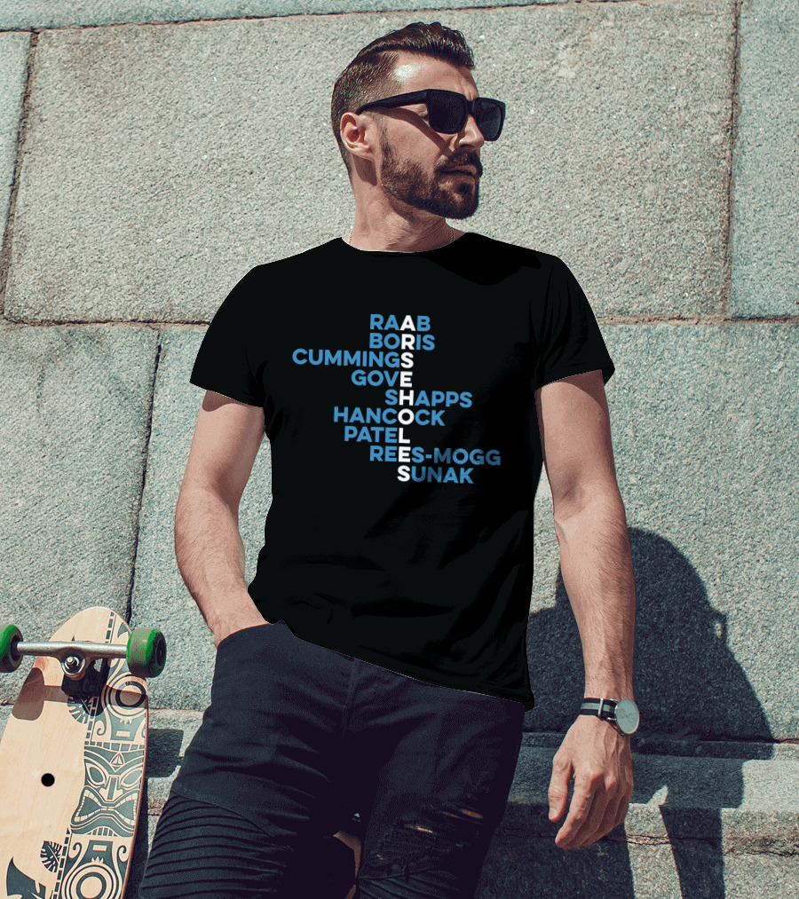 Raab Boris Cummings Gove Shapps Hancock Patel Rees-Mogg Sunak Arseholes T-Shirt