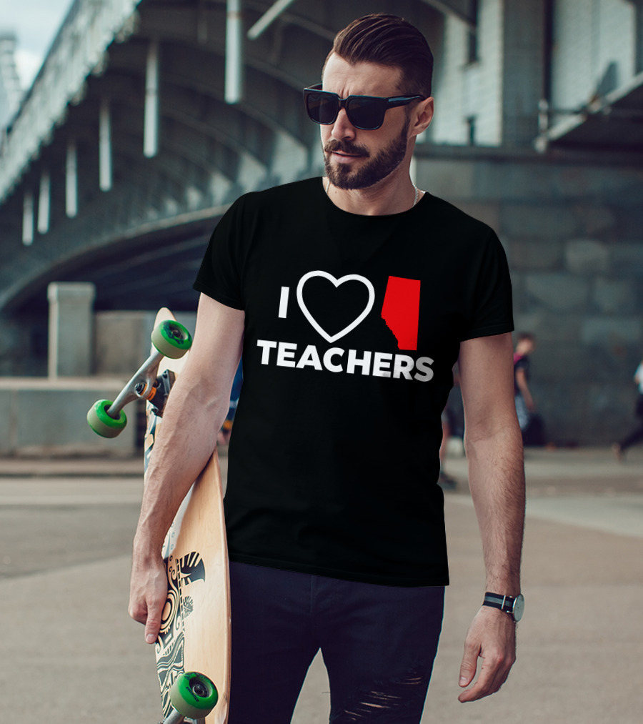 I Love Alberta Teachers Heart Red Map Krista Li T-Shirt