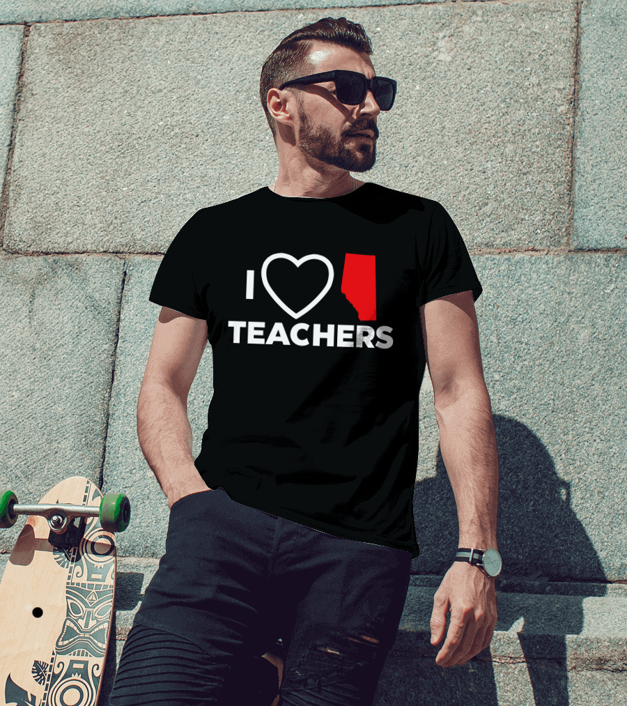 I Love Alberta Teachers Heart Red Map Krista Li T-Shirt