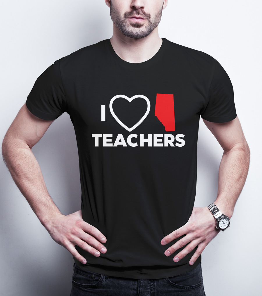 I Love Alberta Teachers Heart Red Map Krista Li T-Shirt