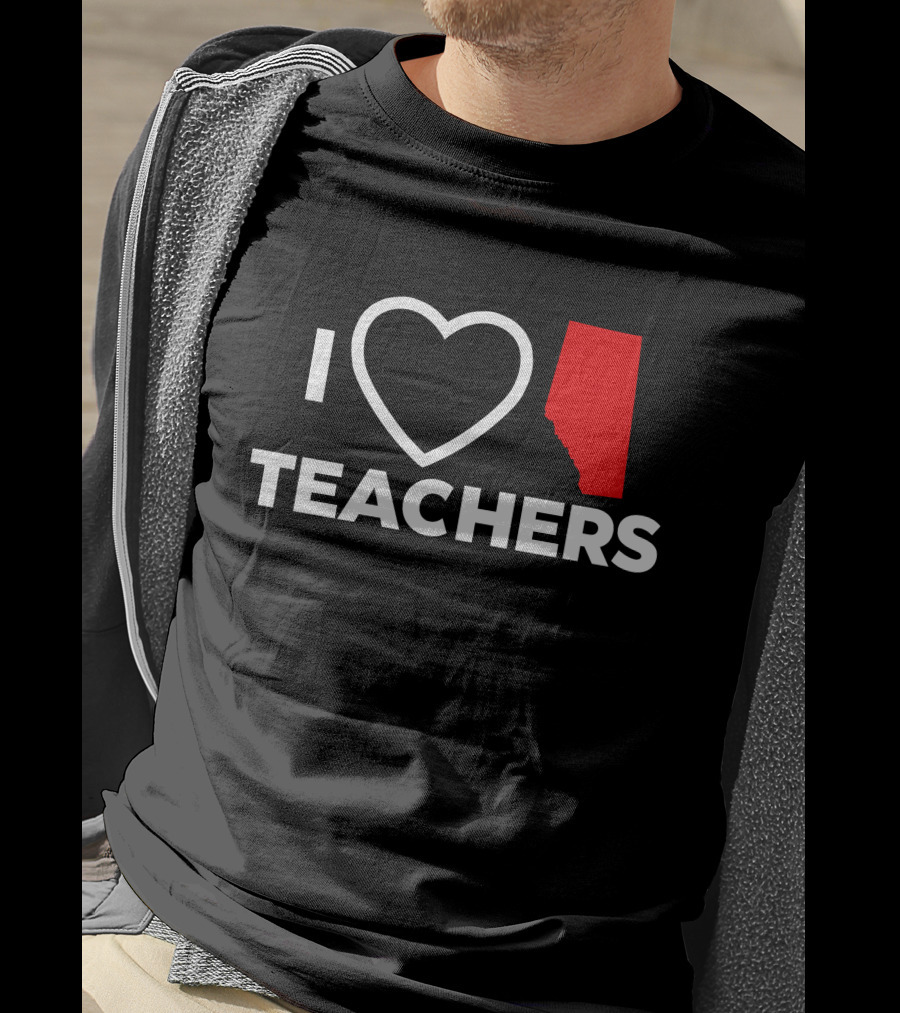 I Love Alberta Teachers Heart Red Map Krista Li T-Shirt