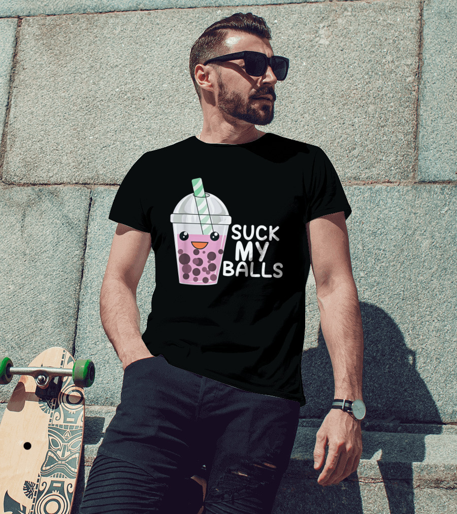 Suck My Balls Boba Tea Cute Cartoon T-Shirt