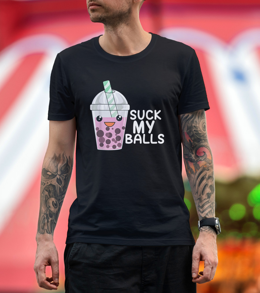 Suck My Balls Boba Tea Cute Cartoon T-Shirt