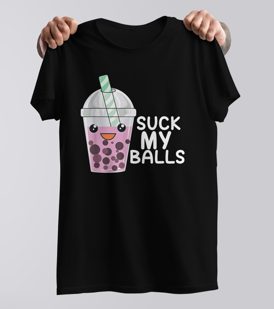 Suck My Balls Boba Tea Cute Cartoon T-Shirt
