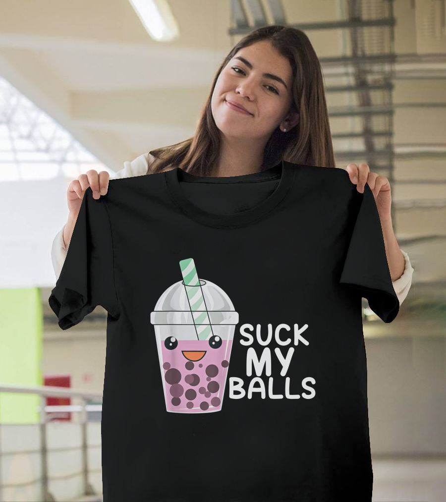 Suck My Balls Boba Tea Cute Cartoon T-Shirt