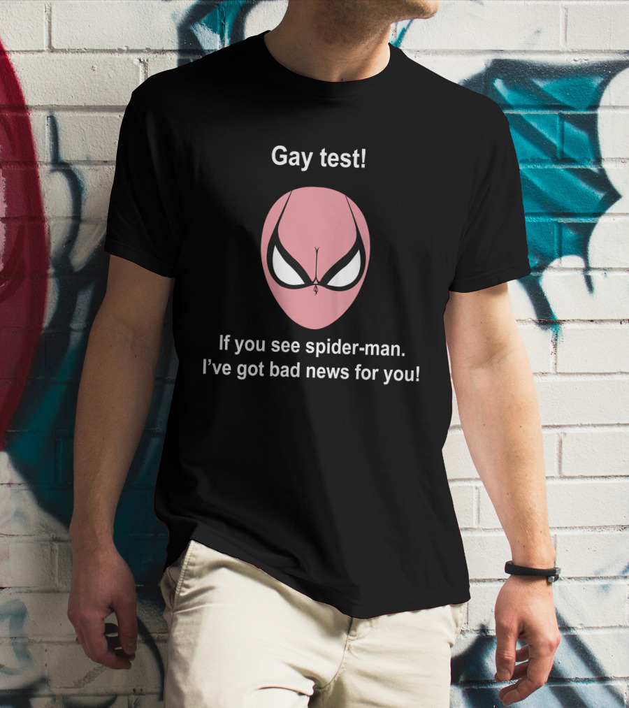Gay Test Spider-Man Bad News Humor Meme Indiesocool T-Shirt