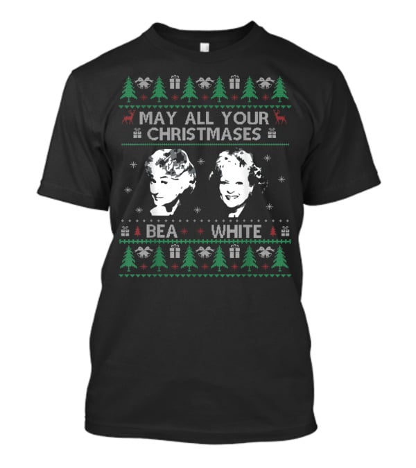 May All Your Christmases Bea White With Holiday Sweater Icons T-Shirt