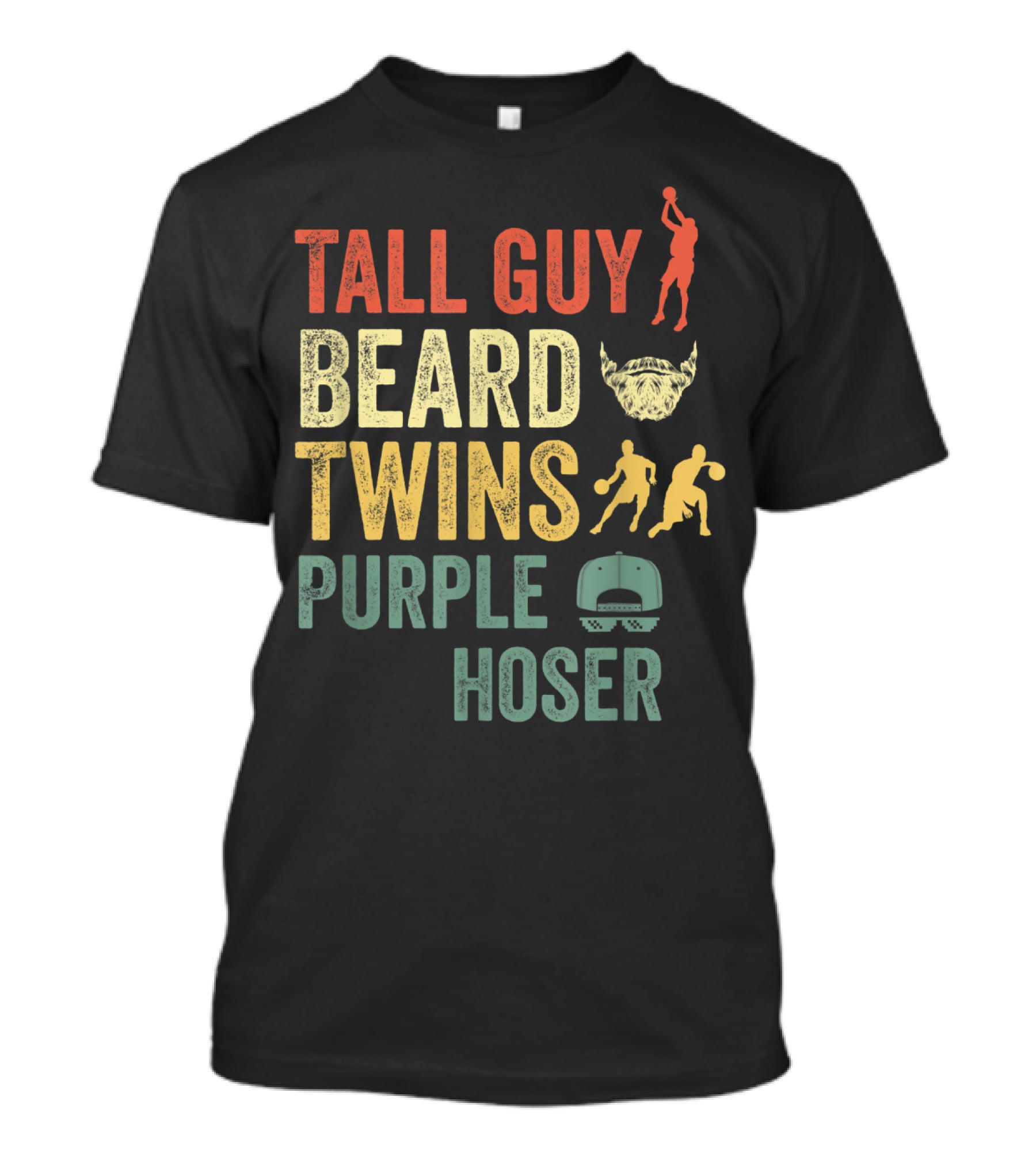 Perfect Dude Tall Guy Beard Twins Purple Hoser Basketball Cap T-Shirt