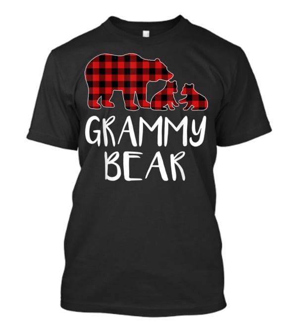Grammy Bear Red Plaid Two Cubs Matching Buffalo T-Shirt