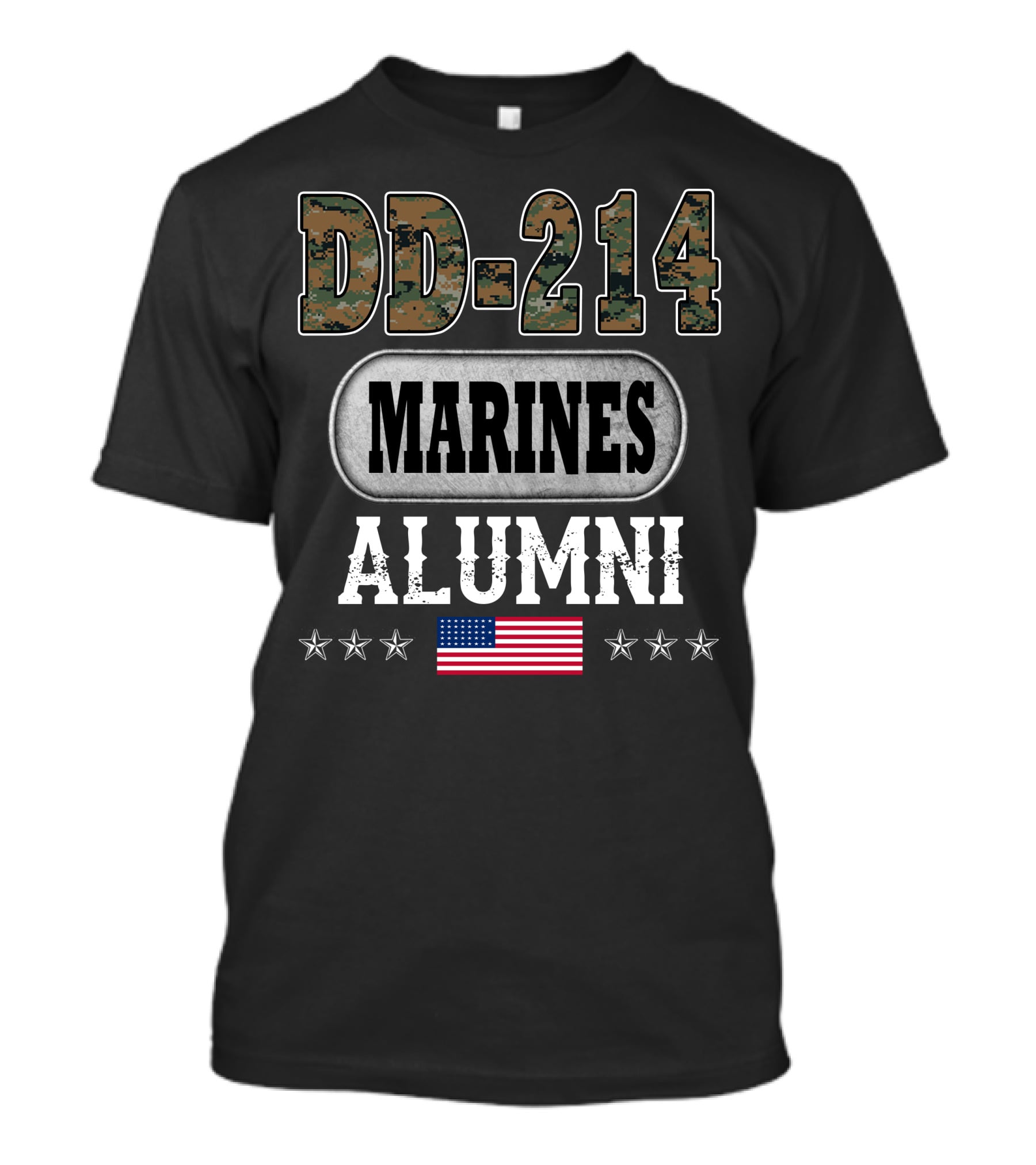Dd-214 Marines Alumni American Flag Stars T-Shirt