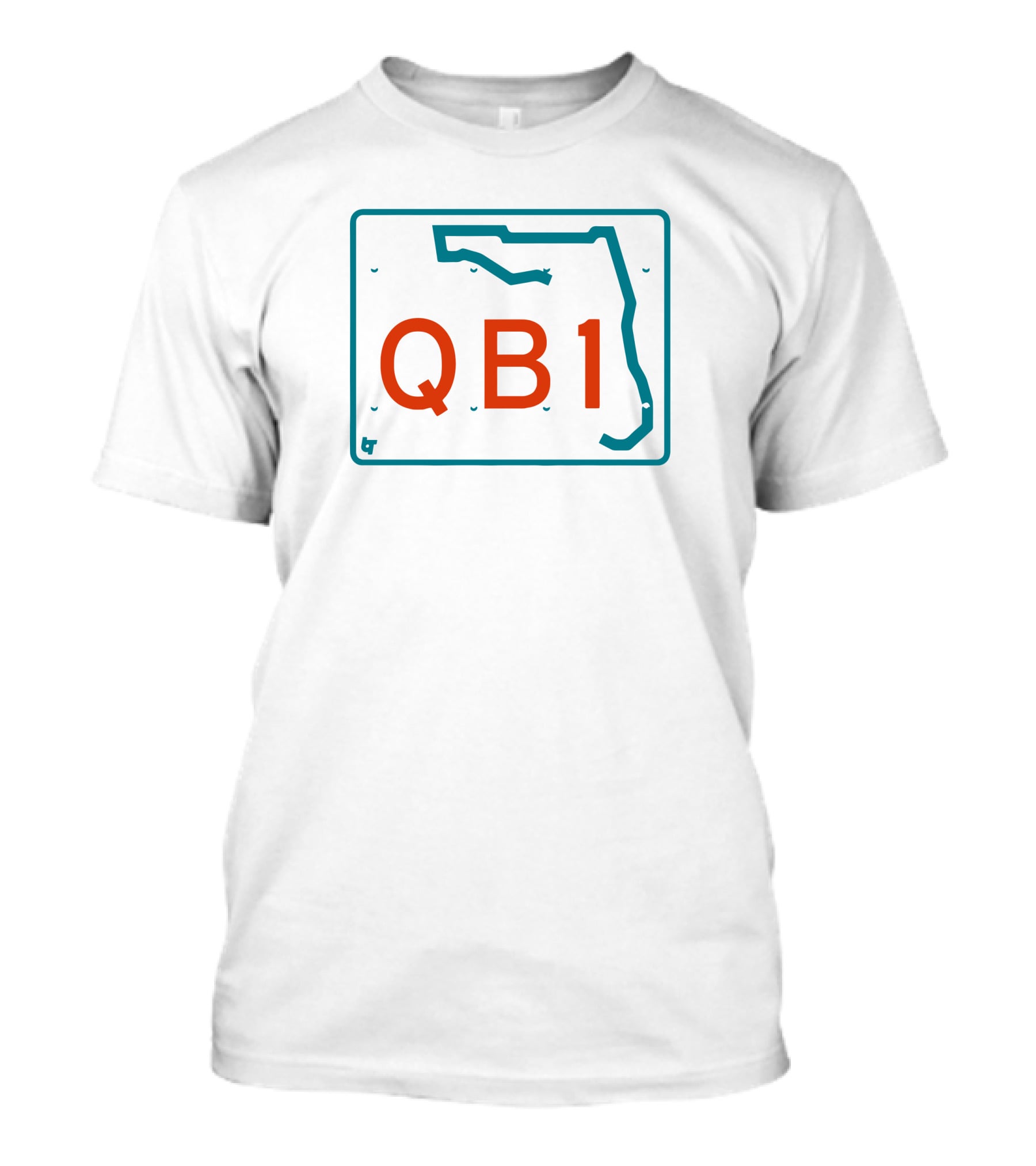 Miami QB1 Florida Map License Plate T-Shirt