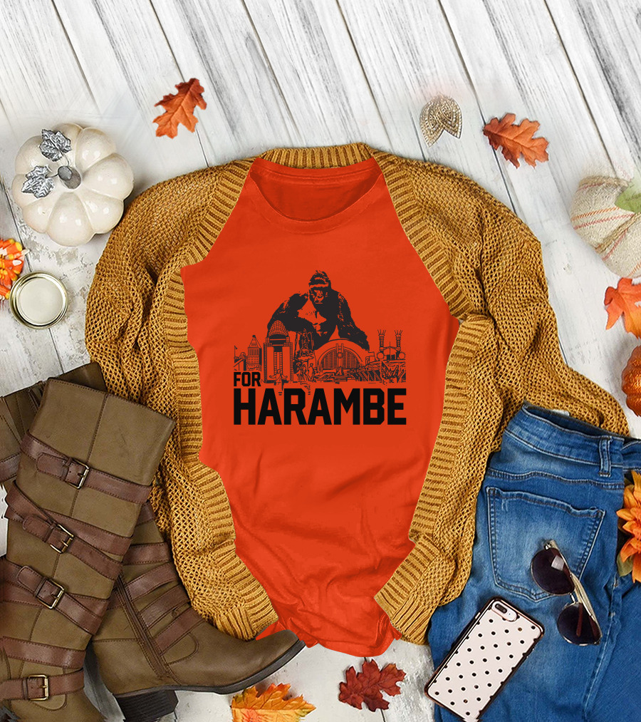 For Harambe Cincinnati Skyline Iconic Gorilla T-Shirt