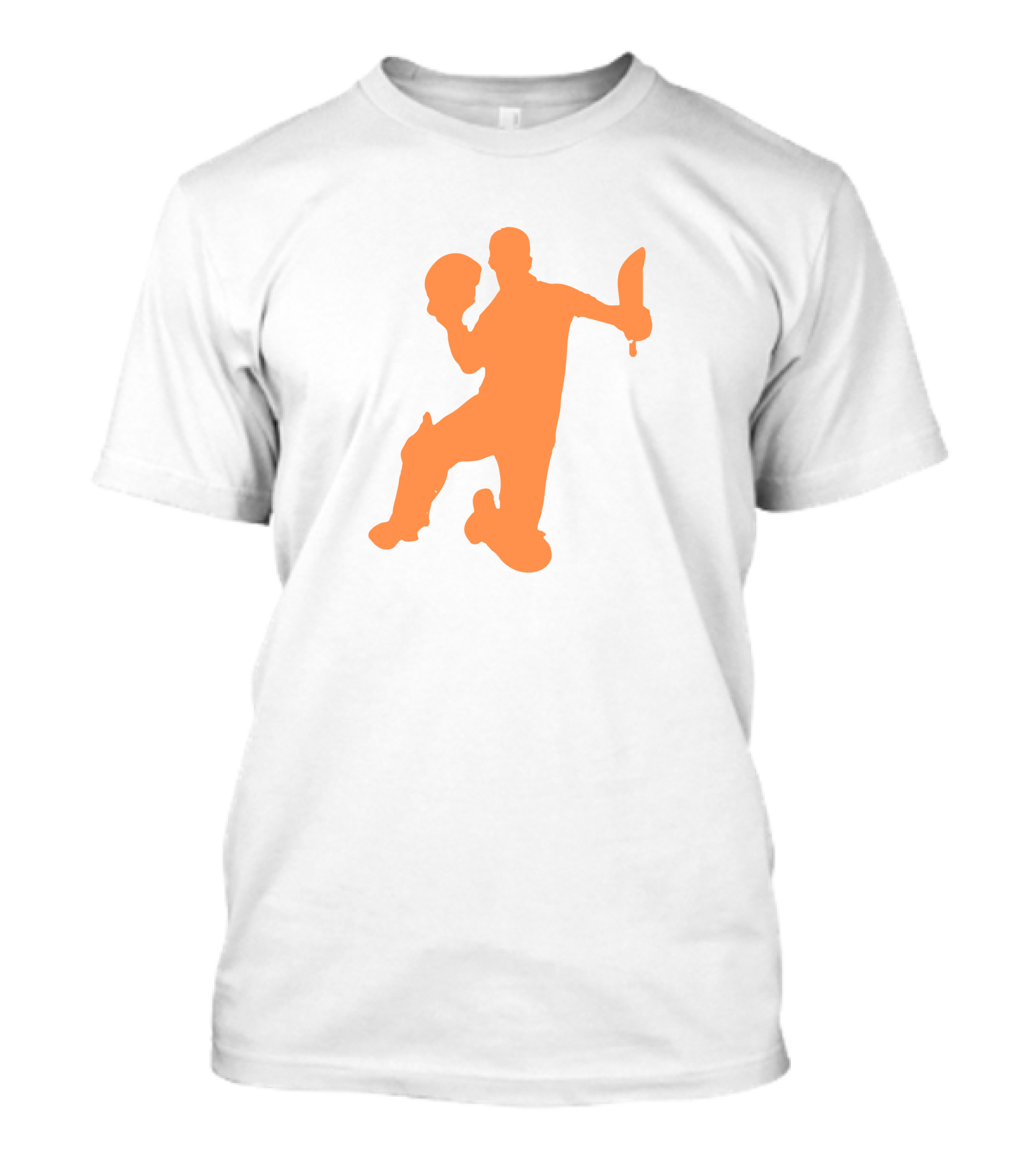 David Warner Orange Silhouette Cricketer Batting Pose T-Shirt